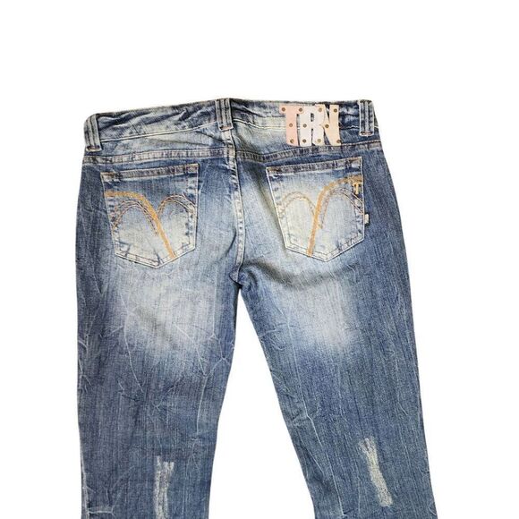 Triton Maxi Skinny Distressed Faded Jeans Womens 6 Blue - Picture 6 of 11